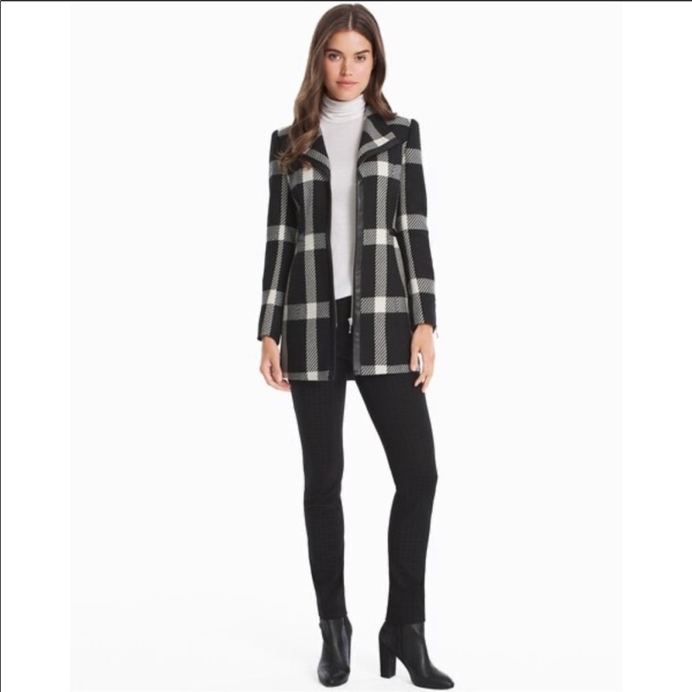 White House Black Market Wool Blend Plaid Coat